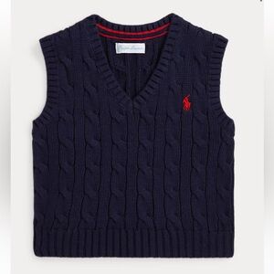 Ralph Lauren Infant Navy Cable-Knit Cotton Sweater Vest